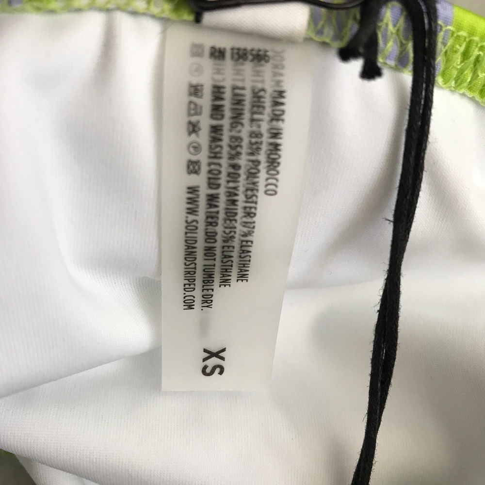 Solid & Striped Rachel Belts Bikini Botton Striped Lime/Lemon Size XS - Picture 7 of 8